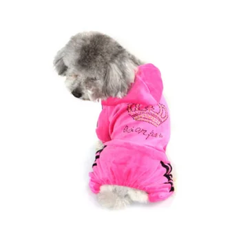

Velvet Pet Dog Clothes Sweatshirts Rhinestone Crown Wear Luxury Animals Jumpsuit For Chihuahua Yorkshire Puppies Supplies
