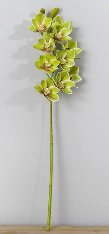 3D Настоящее прикосновение искусственный большой силиконовый Faber Cymbidum Оптом Ручной войлок цветы Cymbidium свадебные декоративные орхидеи 6 шт./лот - Цвет: green