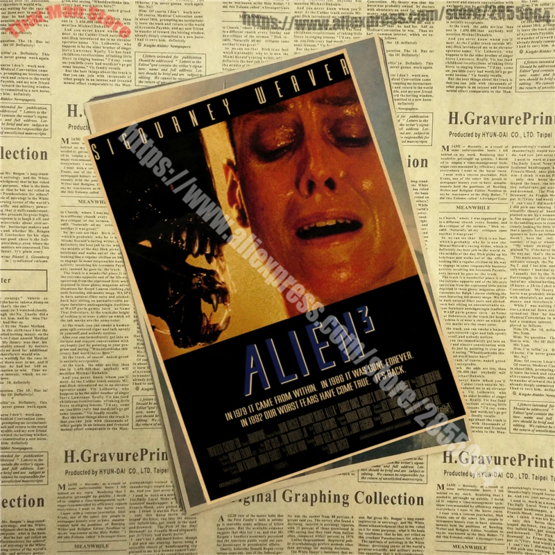 Alien Ridley Scott Sigourney Weaver украшение для домашнего интерьера Крафт Фильм Ретро плакат рисунок core наклейки на стену - Цвет: Черный