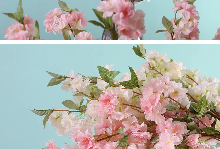 Искусственный цветок цветущей вишни, ветка, настенная, Сакура, 100 см, для свадьбы, центральные, искусственные декоративные цветы, ветка