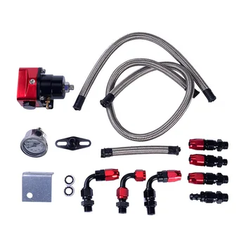 

6 AN Fuel Pressure Regulator FRP Adjustable Fuel Pressure Regulator With Gauge Hose End With 6AN Oil Hose End Fitting Adapter