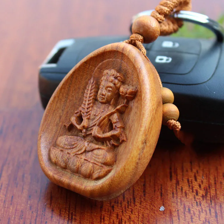 Wholesale 1 pc High grade rosewood carving key chain buckle Lucky