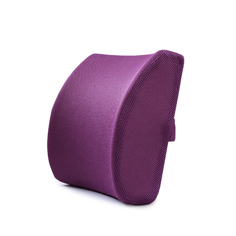 Memory Foam поясничного подушку Поддержка мягкое сиденье подушки дышащий здравоохранения массажер для спины Универсальный Автомобильный Офис облегчение боли - Название цвета: Purple