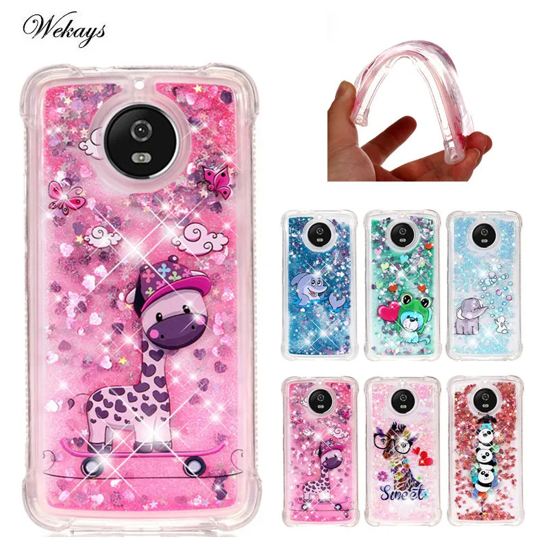 

Wekays Cute Cartoon Deer Liquid Quicksand Glitter Case For For Motorola Moto E4 XT1766 XT1763 Cover for Moto G5S Coque Fundas