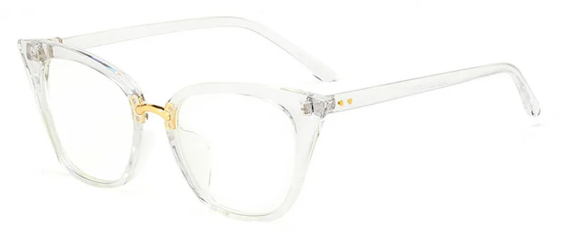 SHAUNA, элегантные женские солнцезащитные очки "кошачий глаз", фирменный дизайн, модные металлические петли, украшение для ногтей, оптические очки, близорукость, оправа UV400 - Цвет линз: Transparent Clear