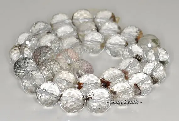 

12mm Phantom Quartz Gemstone Faceted Round Loose Beads 7.5 inch Half Strand (90191443-B5-511)