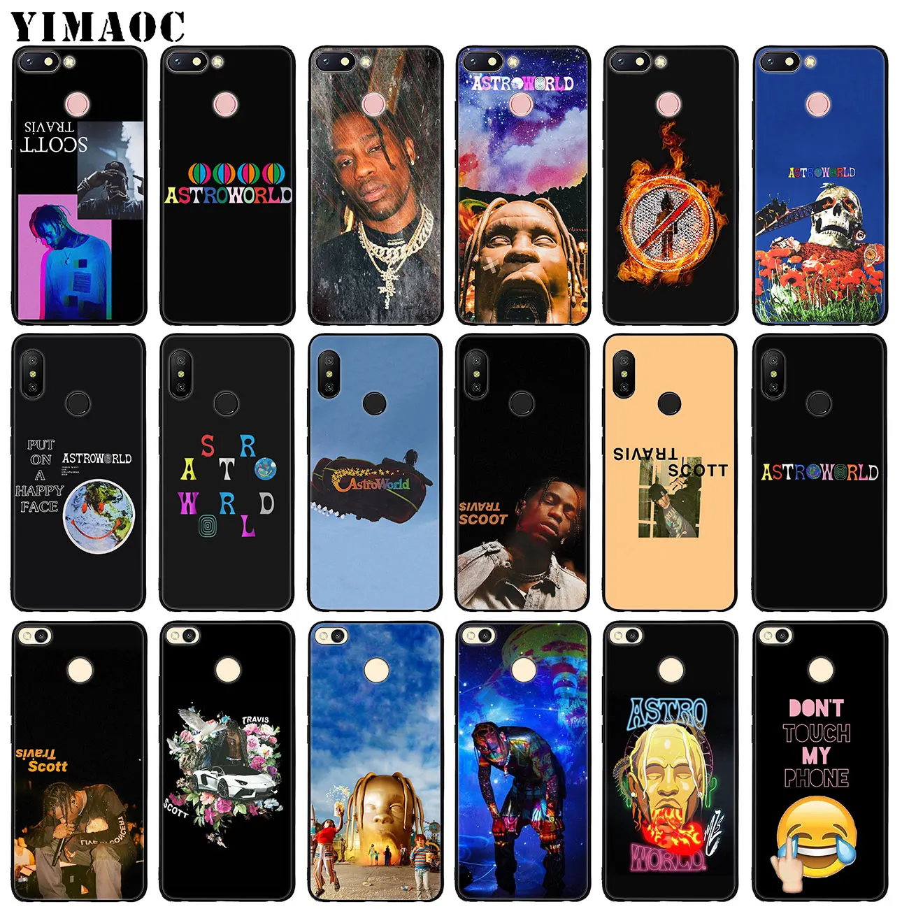 

YIMAOC travis scott astroworld Soft Silicone Phone Case for Xiaomi Redmi 6A 5A Note 7 4 4X 5 Plus 6 Pro Mi Plus Black TPU Cover
