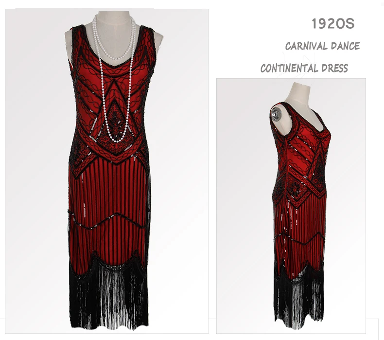 Женское вечернее платье 1920 s Great Gatsby Flapper Vestidos с блестками и бисером, платье с бахромой, вечернее платье с v-образным вырезом, украшенное бахромой, без рукавов