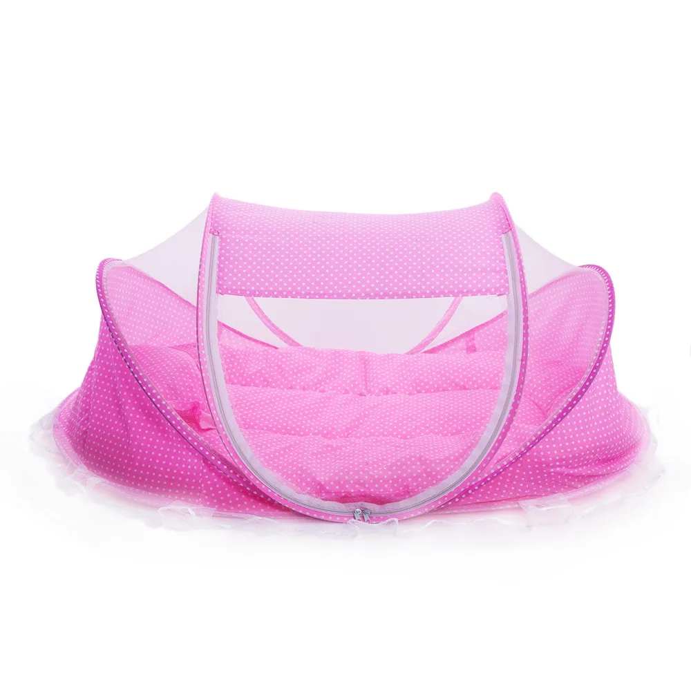 Высококачественная версия для детской кроватки, переносная детская кровать, герметичная москитная сетка, Матрас Подушка, Сетчатая Сумка, аксессуар для занятий музыкой - Цвет: Pink