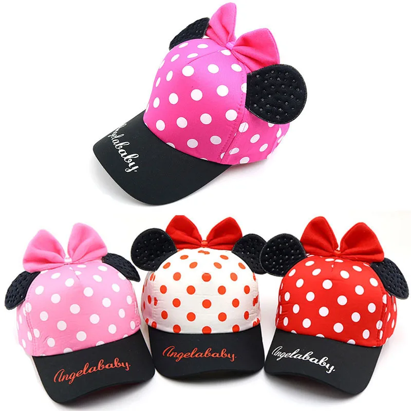 

2019 New baby boy and girl hat Polka dot bow cartoon baseball caps spring summer new princess girl sun hat beanies snapback