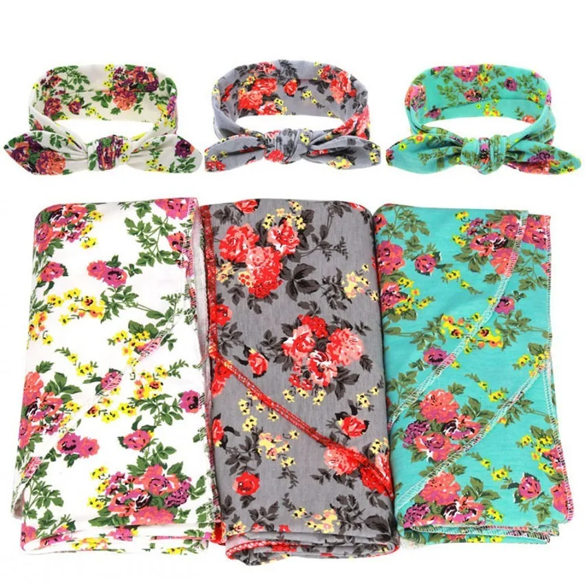 

Baby Rabbit Ears Handband Bags Blanket Baby Shooter Parcel Bundle Set Baby Blanket Topknot Headband Sleeping Bag