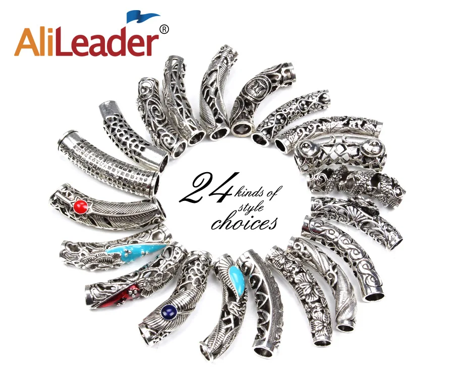 Norse Vikings Runes Hair Beard Beads for Bracelets Pendant Necklace DIY,Braiding Beads for hair Braids Antique Silver Beard