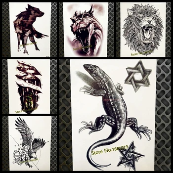 

3D Black Lizard Temporary Tattoo Stickers Gecko Lacertid Designs Waterproof Fake Tattoo For MEn Women Body Art Arm Legs Tatoos