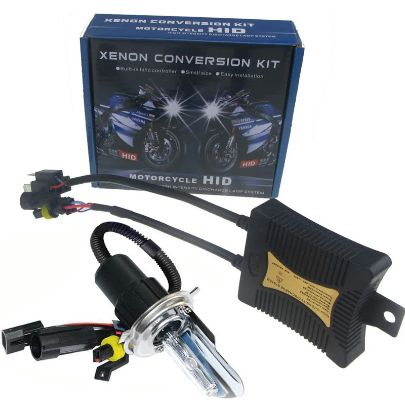 Xenon HID Motorcycle Headlight Conversion Full HI/LO H4 Bulb Kit 8000k Xenon HID Motorcycle Headlight Conversion Full HI/LO H4 Bulb Kit 8000k