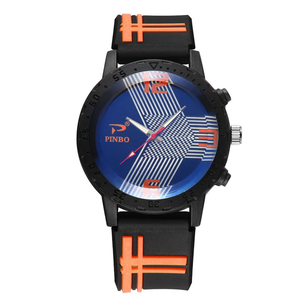 Mens Business Male Soft Silicone Rubber Strap Sports Watch 2018 Fashion Classic Tungsten Steel Wristwatches Men Clock