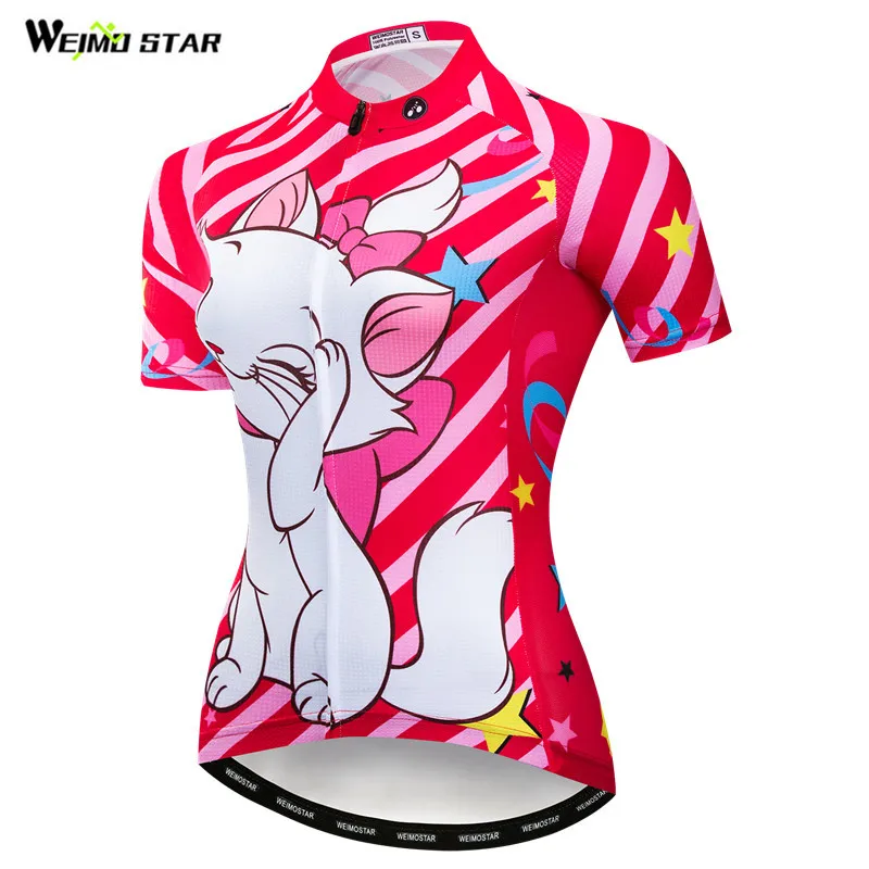 Weimostar Cat Cycling Jersey Women Quick Dry Mountain Bike Clothing