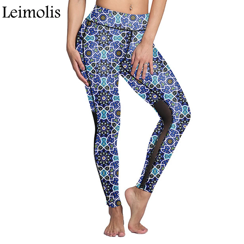 

Leimolis 3d print flower mesh breathable sexy harajuku push up workout punk rock fitness leggings women spandex plus size pants