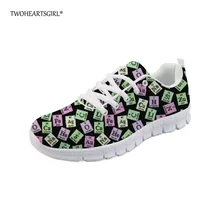 Twoheartsgirl/черные туфли на плоской подошве с буквенным принтом; дышащие сетчатые туфли со шнуровкой; Легкие женские кроссовки; женские кроссовки на плоской подошве