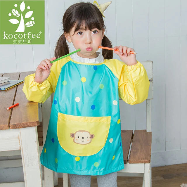 Kids Long Sleeve Apron Children Waterproof Play Aprons Smock Art Crafts  Painting