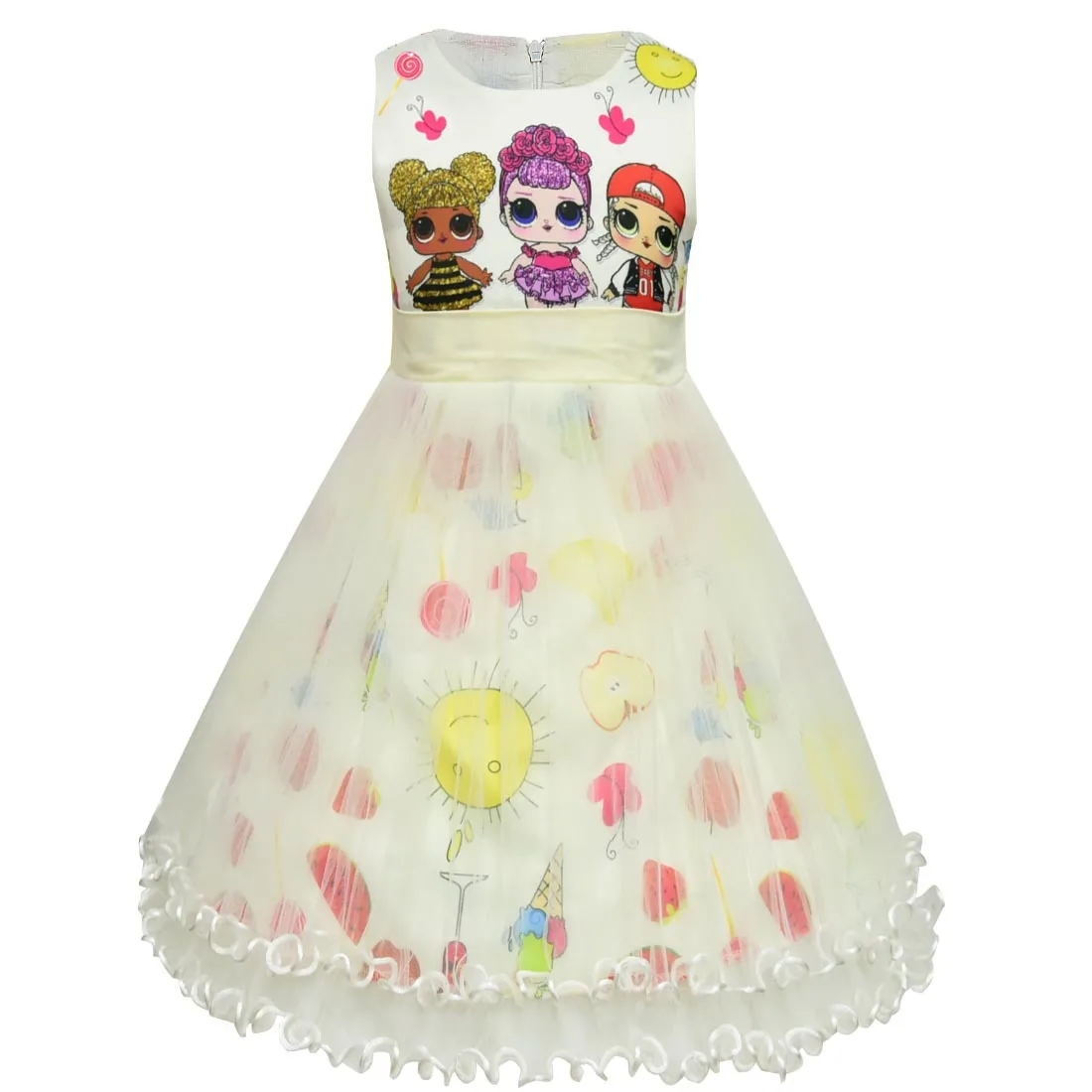 

New sale Girl Princess Birthday Party Ruffle Mesh Kids Dresses For Ladybug LOL Tutu Dress For Girls Summer Dress Wedding clothes