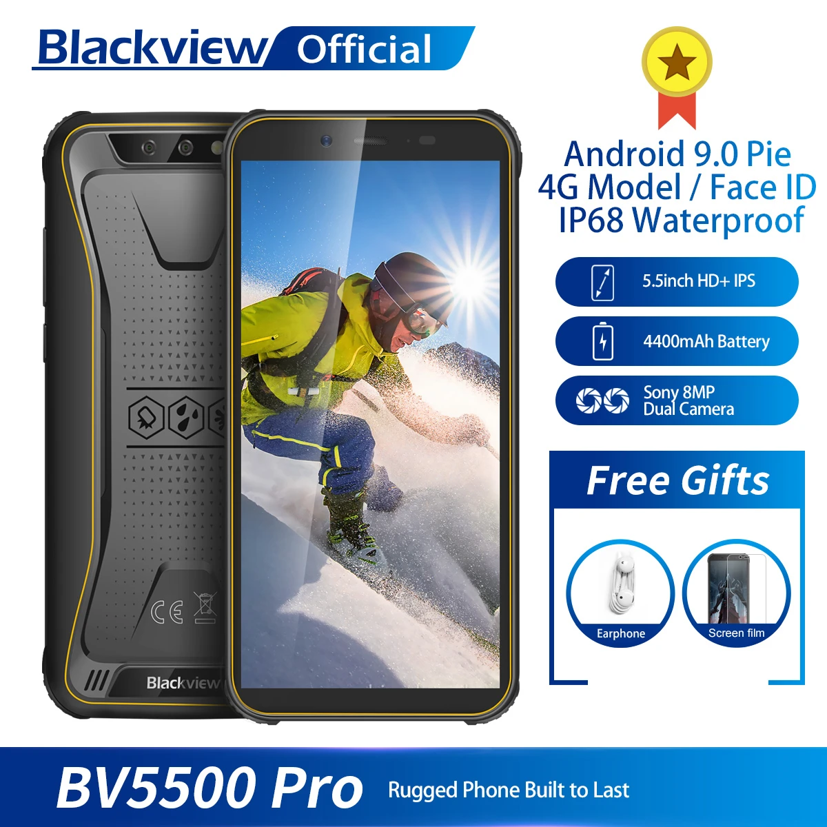 Blackview BV5500 Pro IP68 Waterdicht 4G Mobiele Telefoon 3Gb + 16Gb 5.5 Inch Scherm 4400Mah Android 9.0 Pie Dual Sim Robuuste - AliExpress