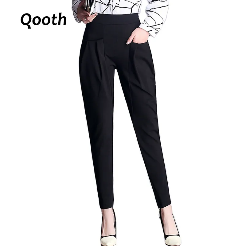 

2017 Summer England Style Women's Pencil Trousers Fashion Ankle-Length Harem Pants With Pocket Elastic Casual Pants S-2XL QH153