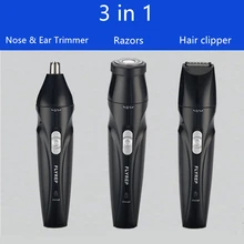 Новинка, 3 в 1, Многофункциональный моющийся триммер для волос в носу, для ремонта волос, стальное бритвенное устройство, электрические ножницы для лица