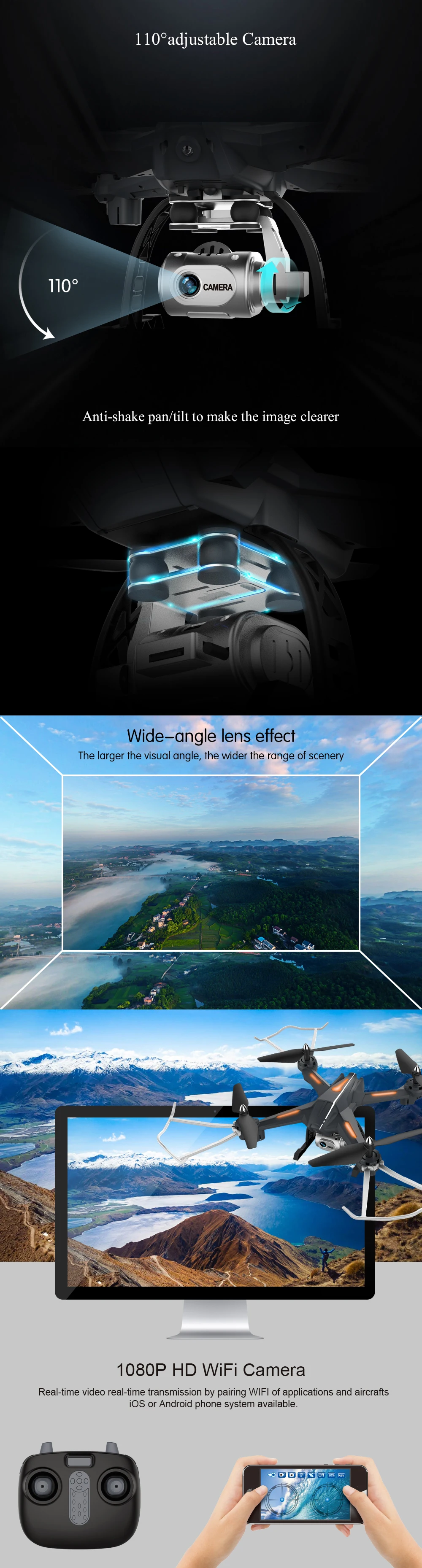 XYCQ XY-S5 камера Дрон Квадрокоптер Wifi FPV HD в режиме реального времени 2,4G 4CH RC вертолет Квадрокоптер RC Дрон игрушка Время полета 15 минут