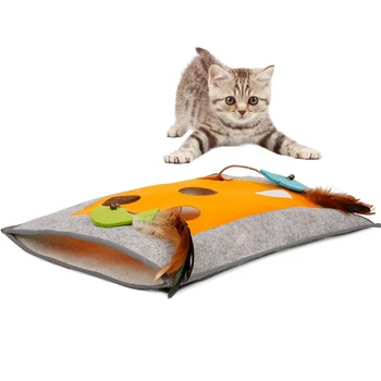 

Cat Sleeping Bag Tunnel Kitten Scratch Hide Blanket Squeaky Toys With Squeaky Paper Bird Toy Kitty House Cats Bed