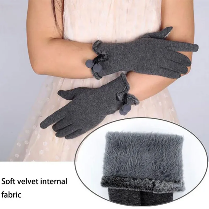 Женские зимние перчатки с сенсорным экраном теплые перчатки наручные варежки для вождения лыжные модные маленькие шарики женские Guantes для
