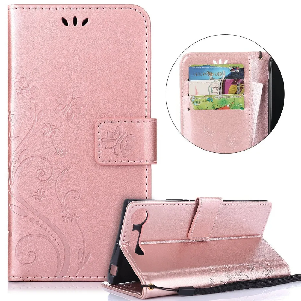 Luxury Letaher Wallet Card Slots Butterfly Patterned Case For Sony Xperia XA1 XZ1 Mini Compact Z1 Mini XZ1 Cover Capa Coque2