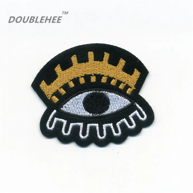 

DOUBLEHEE 5.5cm*4.8cm Embroidered Iron On Patches Eye Design Embroidery Badges for diy Garments Coat Hat Shoes accessories