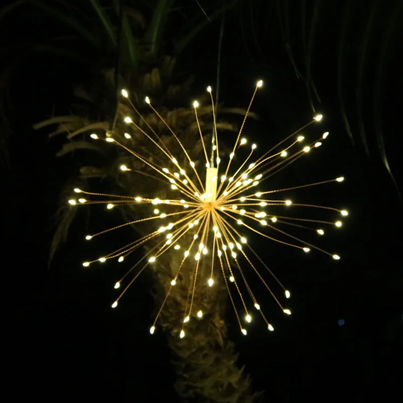 

Battery Solar LED Starbust Light Hanging String Lights 120LED 60Branch Fairy Twinkle Light 8 Mode Christmas Wedding Decoration