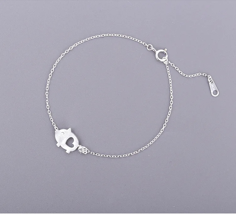 

S925 sterling silver hand-drawing piglet bracelet female temperament bracelet cute hollow girlfriends gift LB41