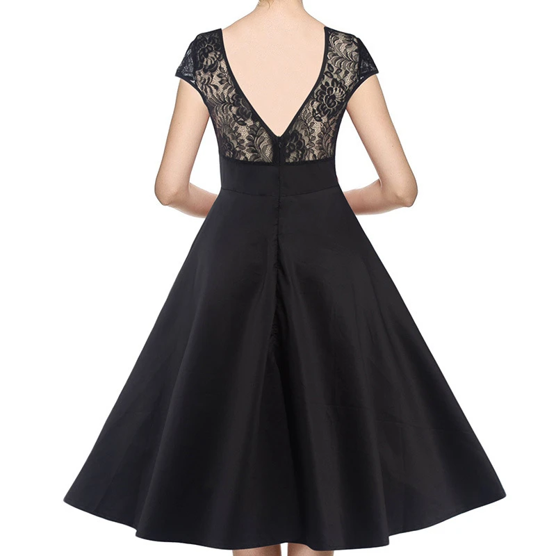 Kostlish Sexy Lace Hollow Summer Dress Women 2017 Sleeveless Slim 50s 60s Vintage Dress Elegant Backless Evening Party Dresses (7)