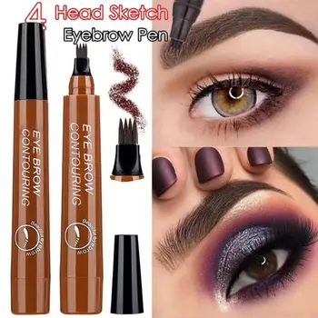 

4 Head Sketch Eyebrow Cosmetics Microblading Tattoo Pencils Waterproof Fork tip Eyebrow Tattoo Pen Fine Sketch Enhancer Korean