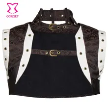 Brown Leather&Brocade Steampunk Jacket Match Corsets and Bustiers, Burlesque Costumes Accessories Sexy Corset Women Jacket Coat Brown Leather&Brocade Steampunk Jacket Match Corsets and Bustiers, Burlesque Costumes Accessories Sexy Corset Women Jacket Coat