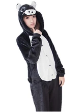 Black Pig Japan Onesie Animal Costume Pyjamas Pajamas Cosplay Sleepwear suit Halloween Christmas Gift Lady Women Men jumpsuit