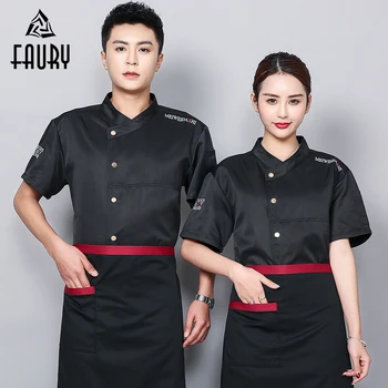 

High Quality Chef Short Sleeve Uniform Unisex Cook Jacket Barber Buffet Work Clothes Sushi Hotel Restaurant Uniforms Shirts