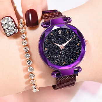 

Luxury Diamond Watch Women Stainless Steel Rose Gold Wrist Watches Women's Fashion Starry Sky Quartz Ladies Watch Reloj Mujer
