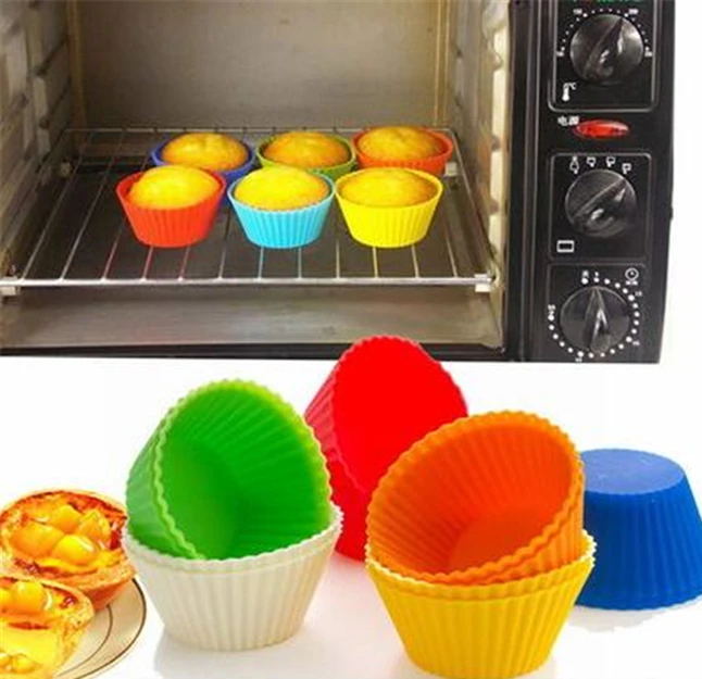 

12pcs/lot Round Shaped Dia 7cm Soft Silicone Cake Mould Dcorating Muffin Chocolate Cases Cake Cupcake Liner Baking Cup Mold
