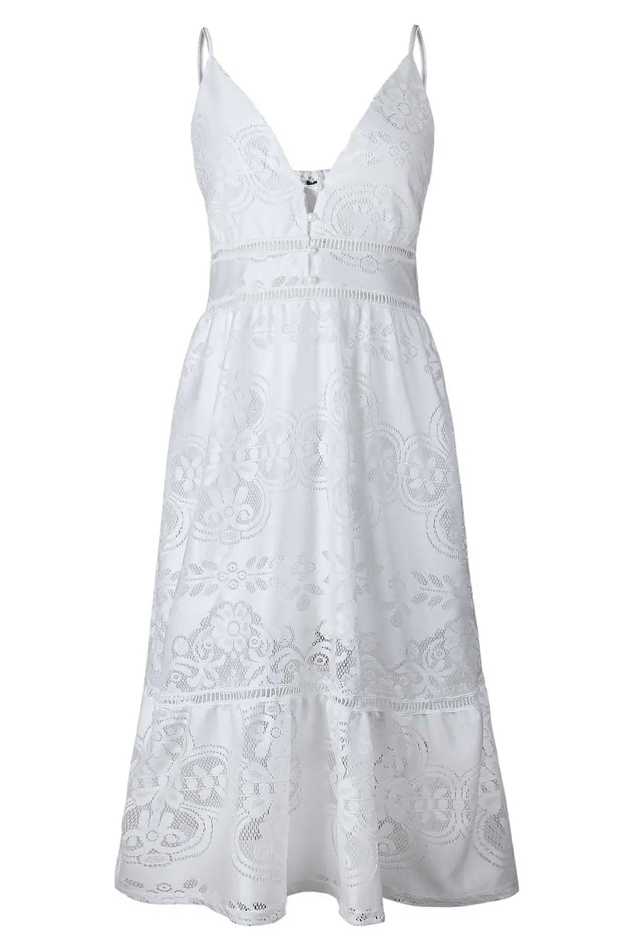 Gladiolus New Summer Dress Women Spaghetti Strap Backless V Neck Lace Hollow White Sexy Dress 2019 Elegant Evening Party Dresses (9)