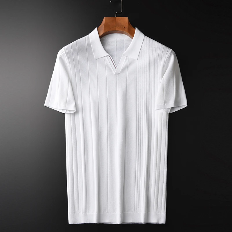 

Minglu Summer Knitting Mens T-shirts Plus Size 4xl White V Neck Short Sleeve Men T-shirts Fashion Slim Fit Casual Man T-shirts