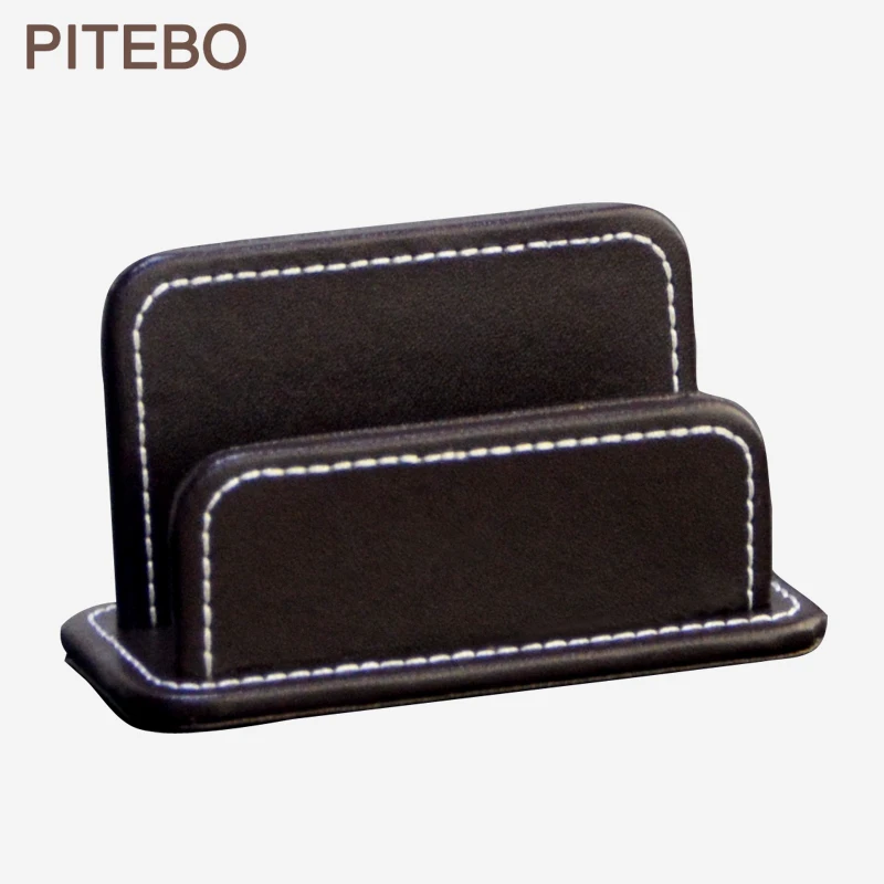 

PITEBO brown leather desk business card note holder case stationery accessories desk organizer