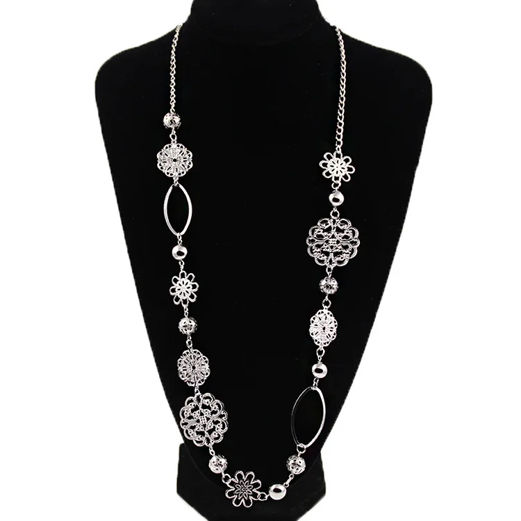 Pameng New fashion Luxury sweater statement Silver Color long chain