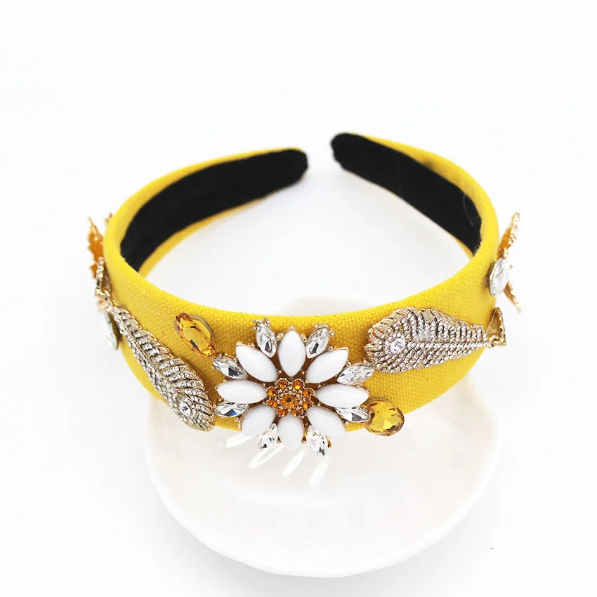 

New European and American Baroque Headband Large Flower Full Leaf Geometric Wild Headband 1091