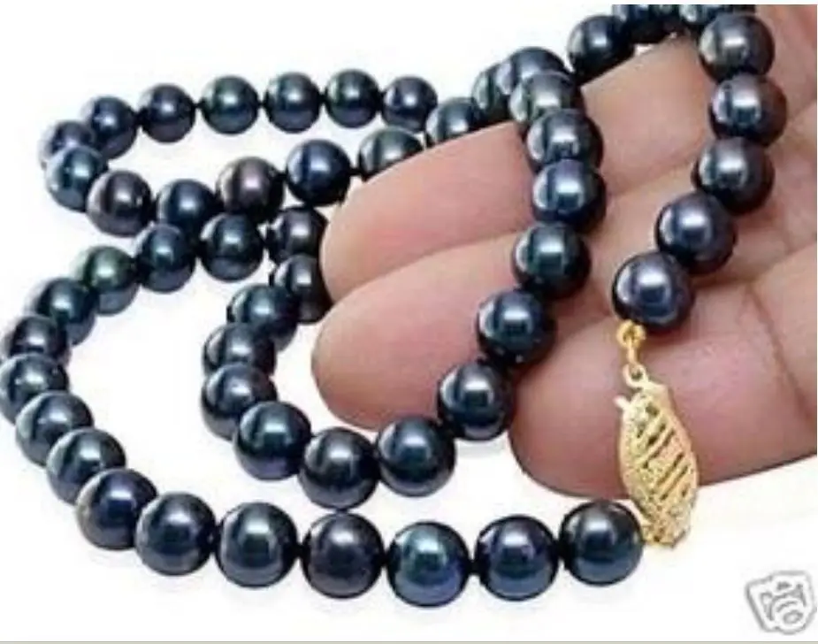 

Fast SHIPPINGCharming!8-9mm Black Akoya Cultured Pearl Necklace 18" NEW
