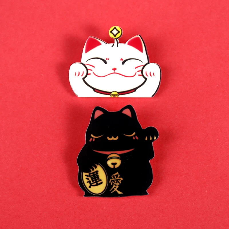 

Y84 lucky cat Icons on the backpack new year icons cute badges Cartoon pin for Clothing decorations kids gift acrylic brooches