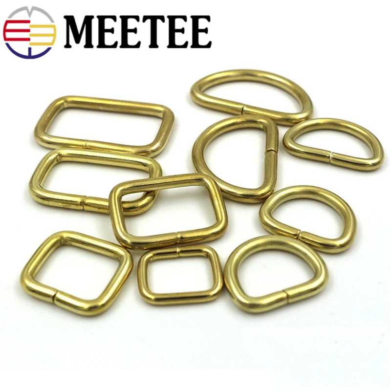 

5pcs Meetee Pure Copper Metal Rectangle D Ring Brass Adjustable Webbing Belt Buckle Bags Collar Buckles DIY Leather Accessories
