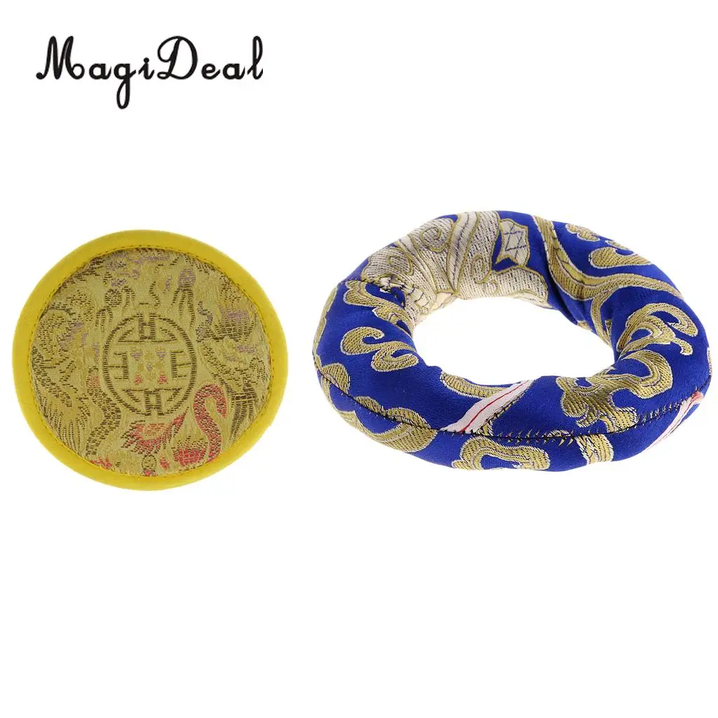 Random Color Round Silk Tibetan Singing Bowl Ring Cushion for Dharma 10&12cm